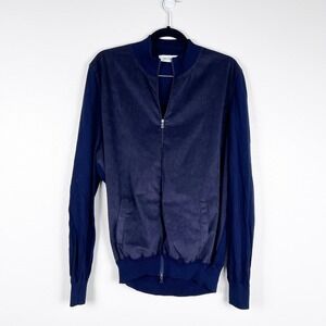 Gran Sasso Men's Full Zip Jacket Blue Sz 56 (XXL)